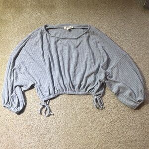 Casual Gray Drawstring Crop Top
